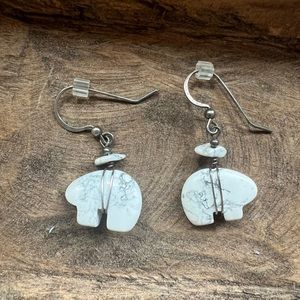 White Jasper Bear Earrings